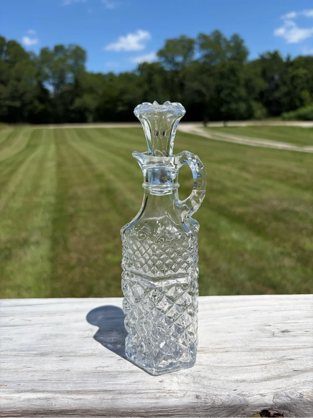 Vintage Cruet Anchor Hocking Wexford Glass Bottle with Stopper